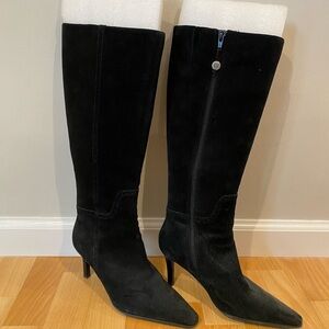 Chaps Black Suede Heeled Boots